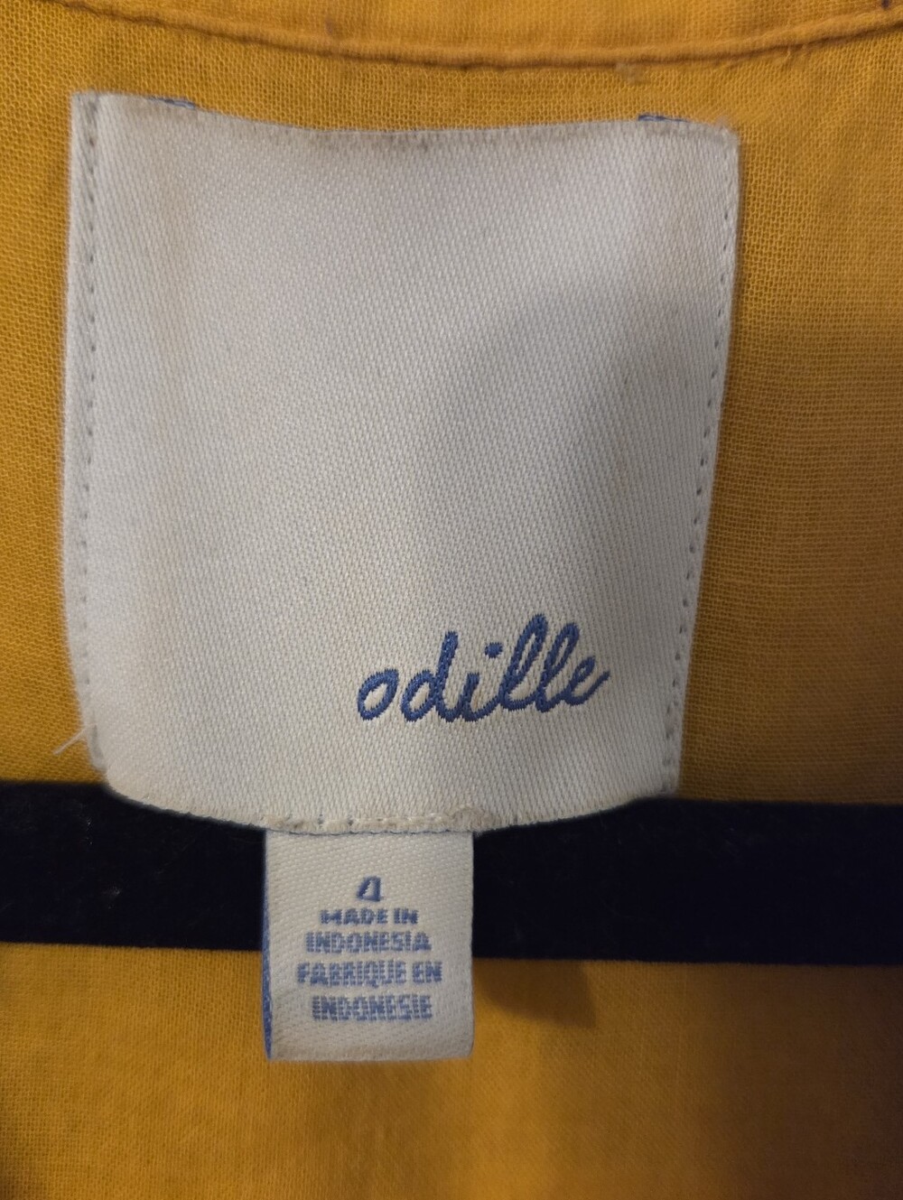 Odille Womens Yellow Pleated Ruffle Tier Hem Summer Dress Sz 4 - Picture 7 of 8